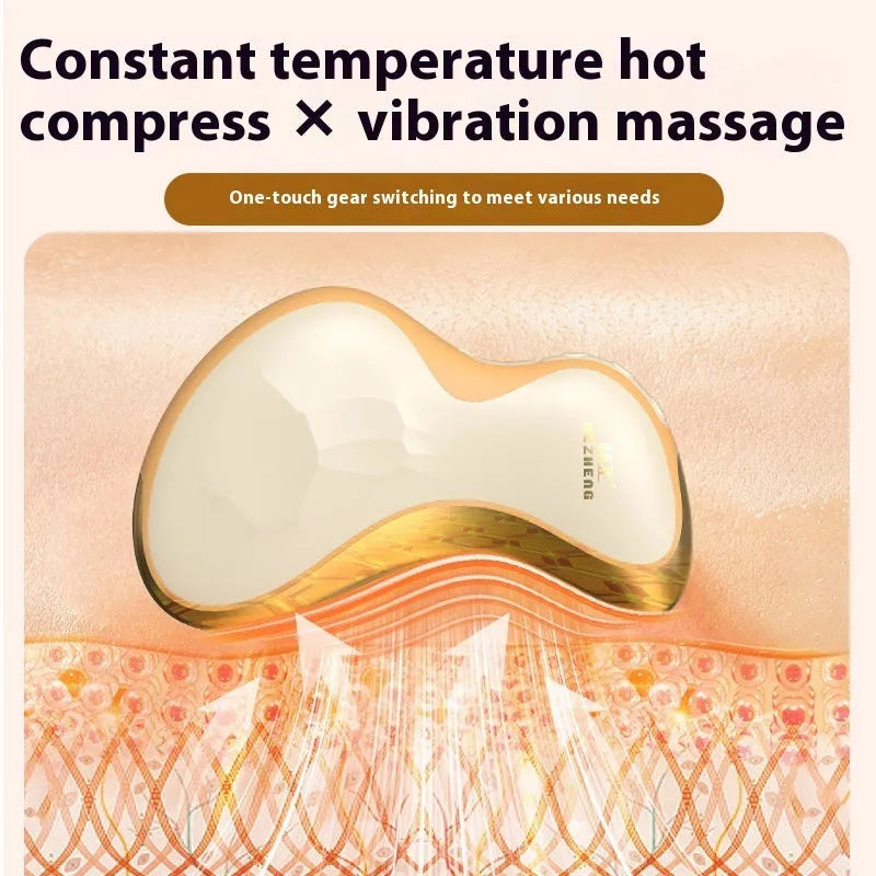 Golden yellow electric scrapping plate with USB charging cable for body massage therapy