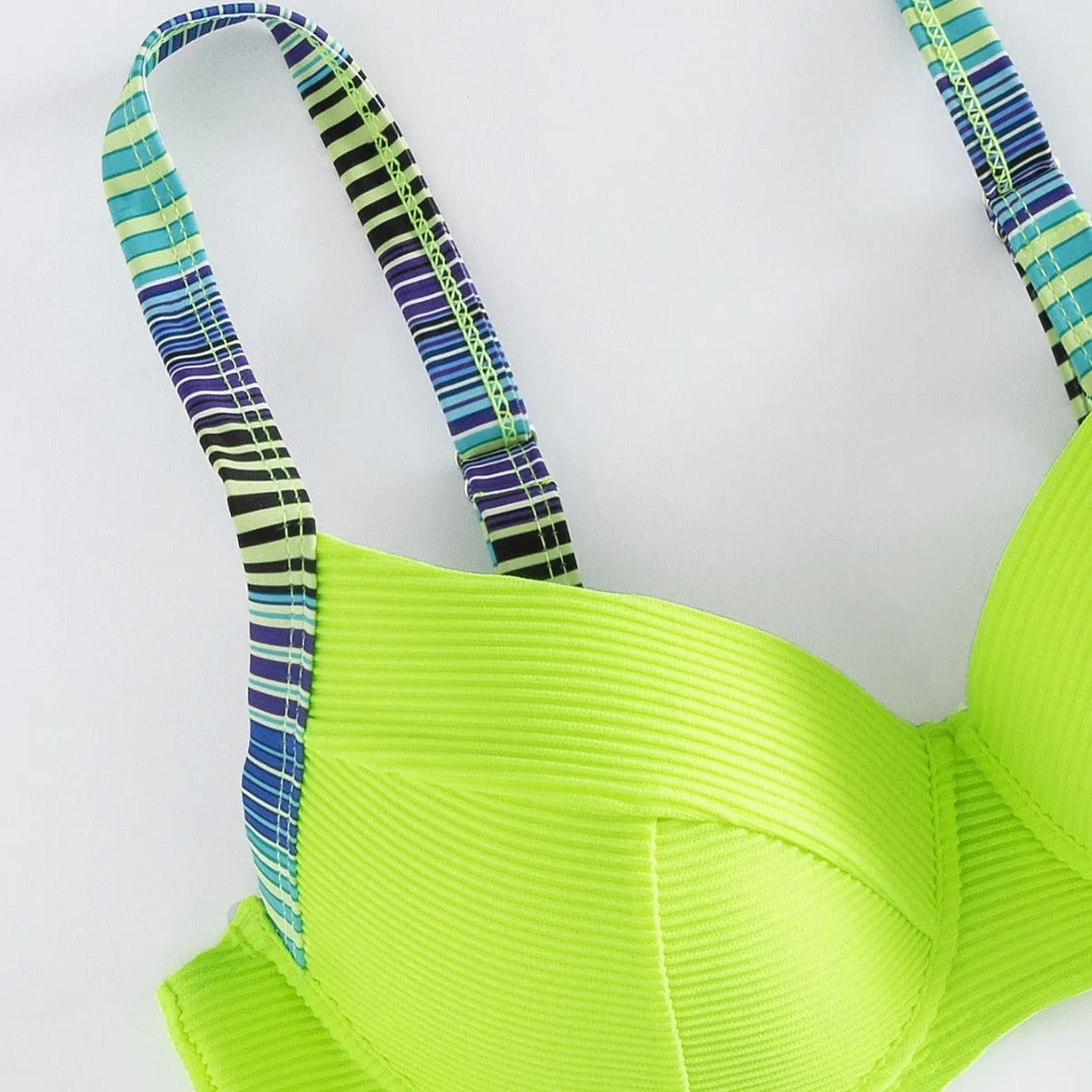 Green printed halter bikini for women with split-style briefs