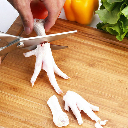 Stainless steel kitchen shears for cutting poultry and fish bones with ergonomic handle