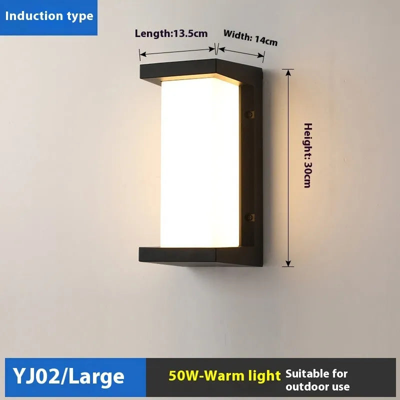 White IP65 waterproof outdoor wall lamp with acrylic shade and optional motion sensor for garden security.