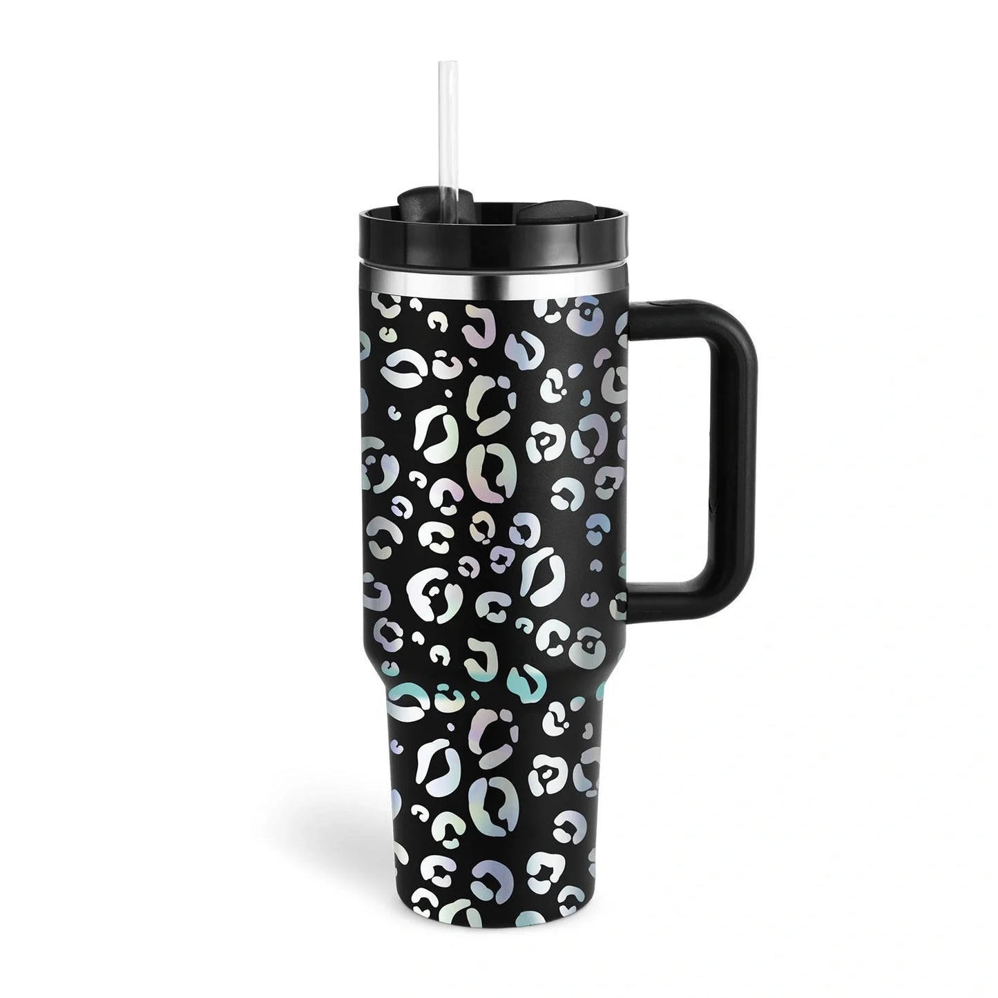 40oz stainless steel straw coffee mug with handle, ideal for travel