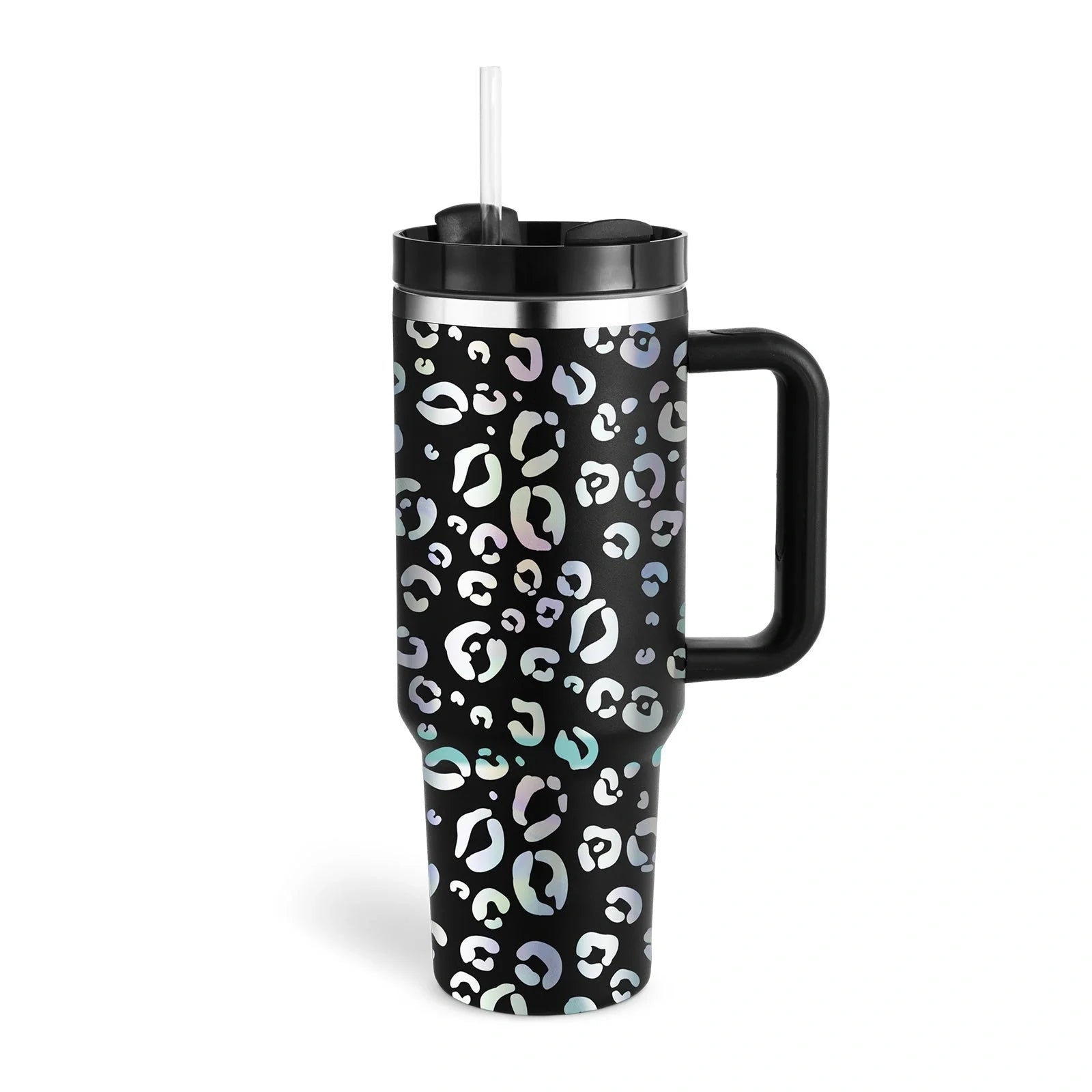 40oz stainless steel straw coffee mug with handle, ideal for travel