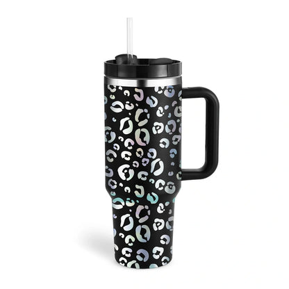 40oz stainless steel straw coffee mug with handle, ideal for travel