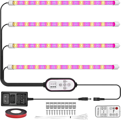410mm long silver aluminum LED grow light with remote control for indoor plants.
