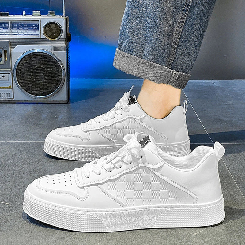 Stylish lace-up sneakers for men in various colors, featuring breathable mesh lining and comfortable rubber sole