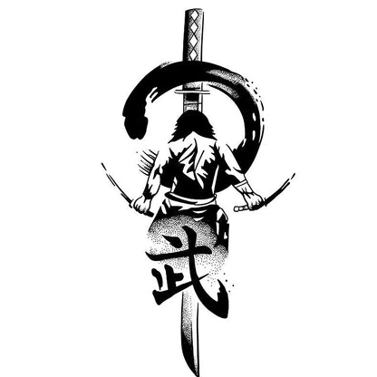 Waterproof samurai tattoo sticker with 11x18cm geometry design using transfer printing technology