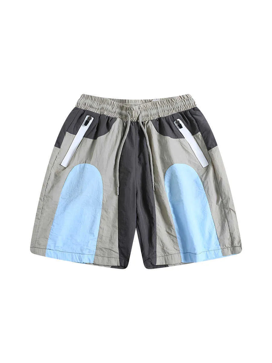 Blue men's loose-fit quick-drying outdoor sports shorts with straight legs and elastic waistband.
