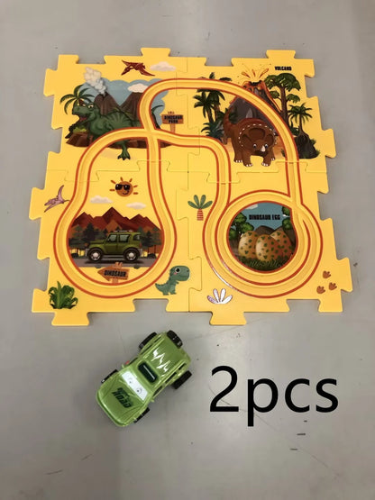 DIY Electric Railroad Speeder Toy with puzzle tracks and automatic car