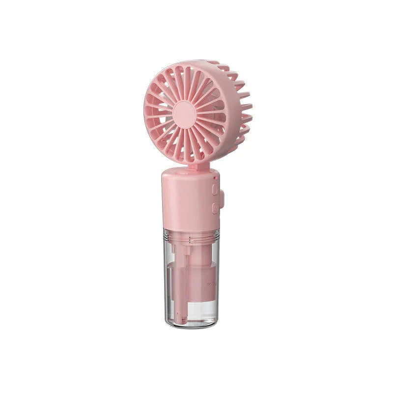 Compact handheld cooling mist fan with 4 adjustable wind speeds, perfect for staying cool and refreshed during the British summer
