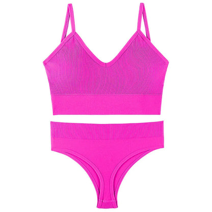 Women's Wireless Push-up Bra Set with French Triangle Cup in various colors and sizes