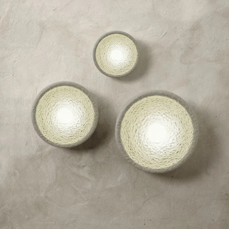 Japanese modern wall lamp with resin shade in three diameter sizes