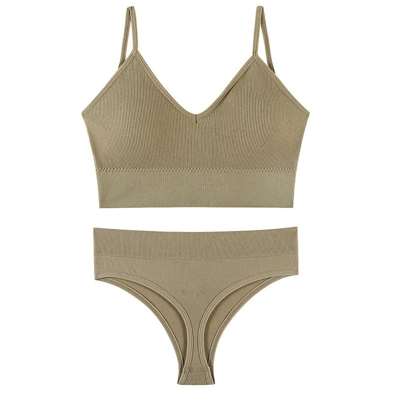 Women's Wireless Push-up Bra Set with French Triangle Cup in various colors and sizes