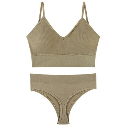 Women's Wireless Push-up Bra Set with French Triangle Cup in various colors and sizes