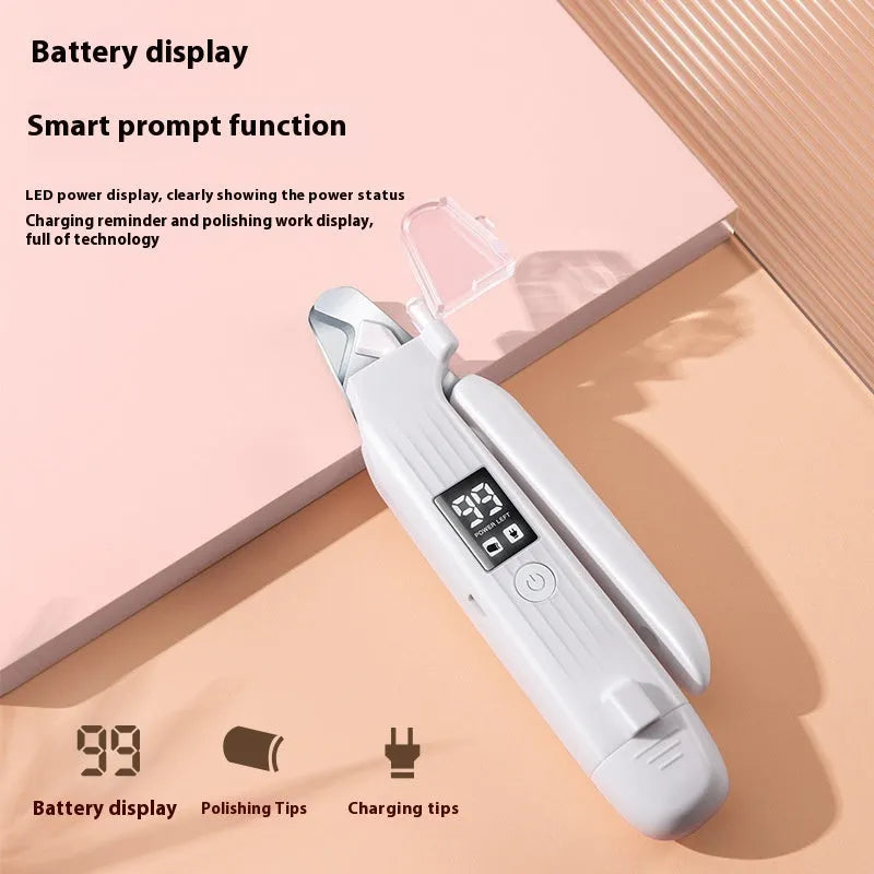 HZ8 White model battery-operated dog nail clippers made from ABS plastic.