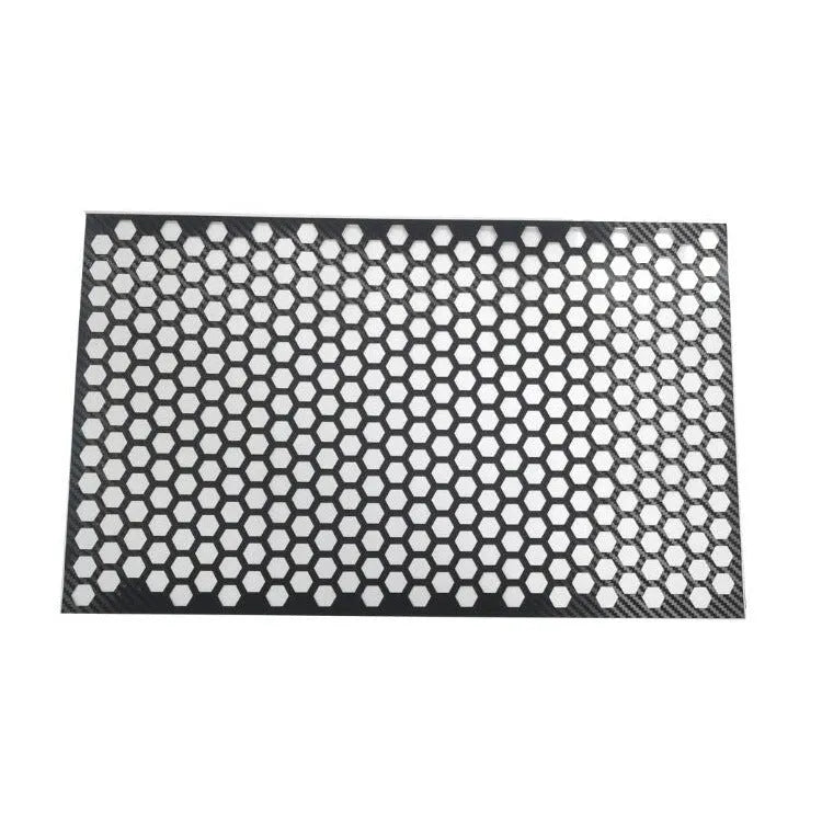 Set of black honeycomb-patterned car taillight decoration stickers showing size scale.
