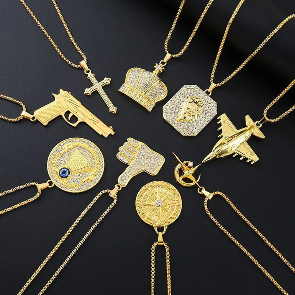 Gold colour geometric pendant necklace with a zircon stone on a sterling silver chain with lobster clasp.