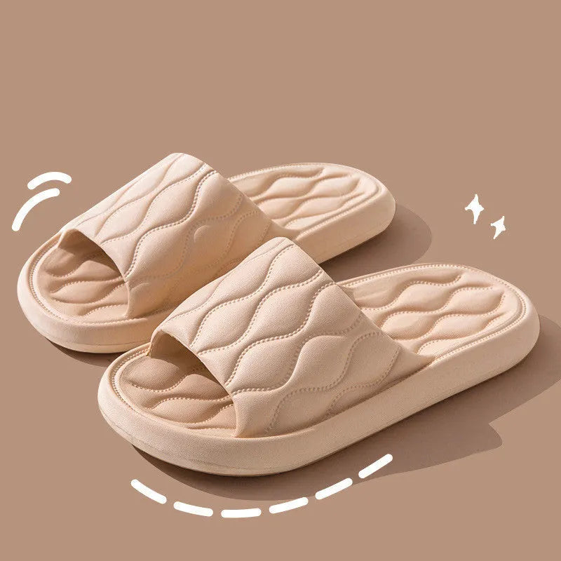 Ripple style EVA house slippers in white, pink, light green, dark khaki or black, sizes 36/37 to 44/45, one pair