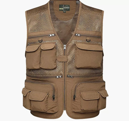 Multi-pocket men's professional photography vest in nylon, available in multiple colors and sizes