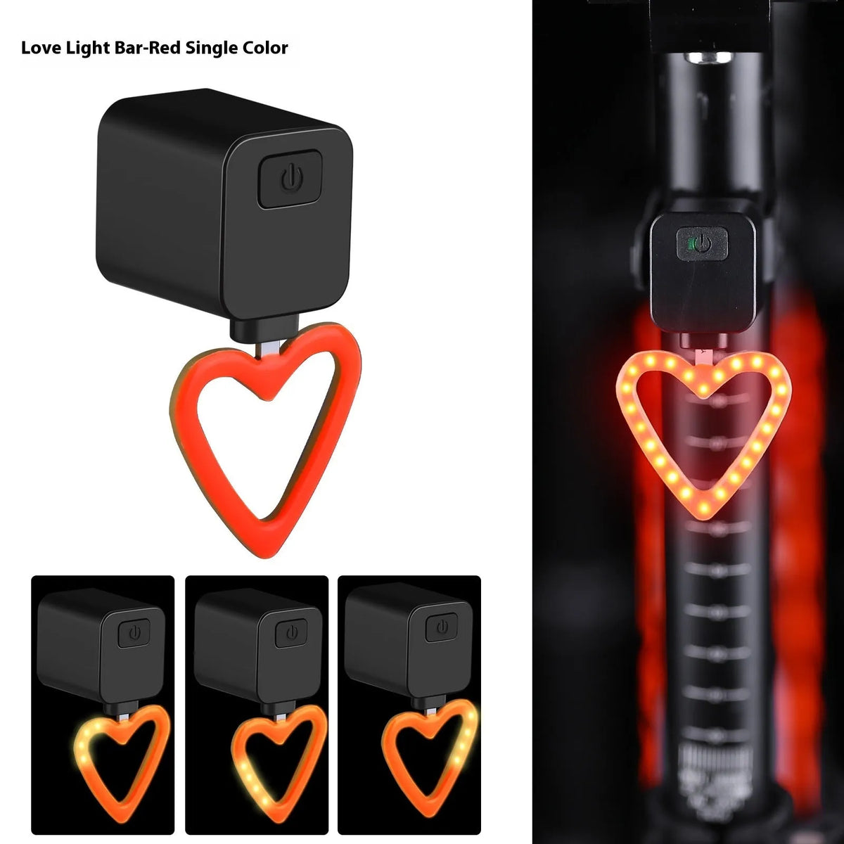 Bicycle running water taillight safety indicator lamp showing LED lighting pattern