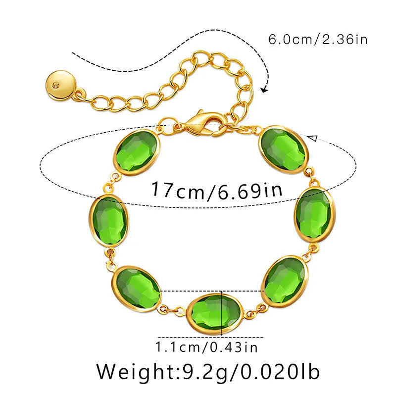 Geometric ellipse bracelet with glass inlay on 18K copper in blue, green, multicolor