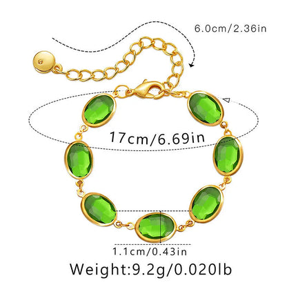 Geometric ellipse bracelet with glass inlay on 18K copper in blue, green, multicolor