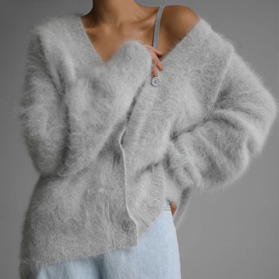 Stylish V-Neck Button-Up Cardigan Sweater in a variety of colors for women's casual and dressy outfits