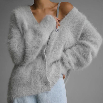 Stylish V-Neck Button-Up Cardigan Sweater in a variety of colors for women's casual and dressy outfits