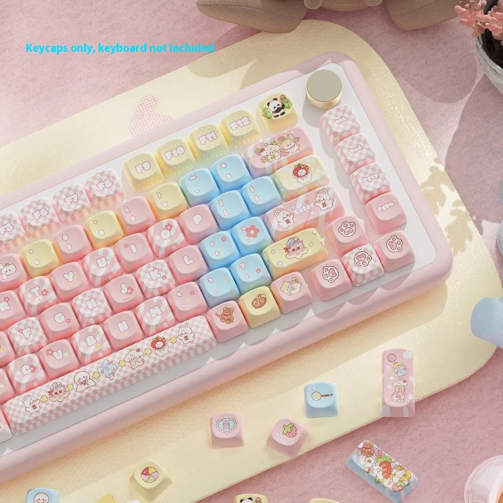 Doll anime character mechanical keyboard keycaps set with sublimation printing in colourful designs