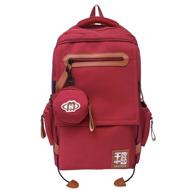 Large capacity waterproof nylon leisure travel backpack with contrast stitching in multiple colour options