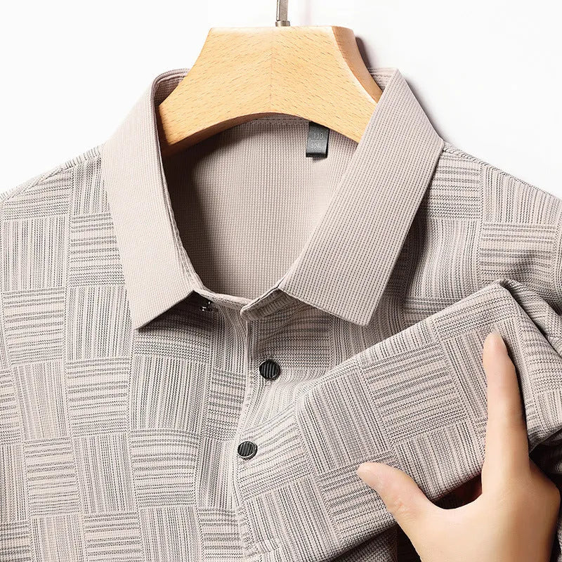 Men's slim fit lapel t-shirt in chemical fibre blend fabric available in multiple colours and sizes