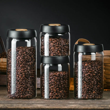 Premium vacuum sealed glass canister set for coffee and dry food storage