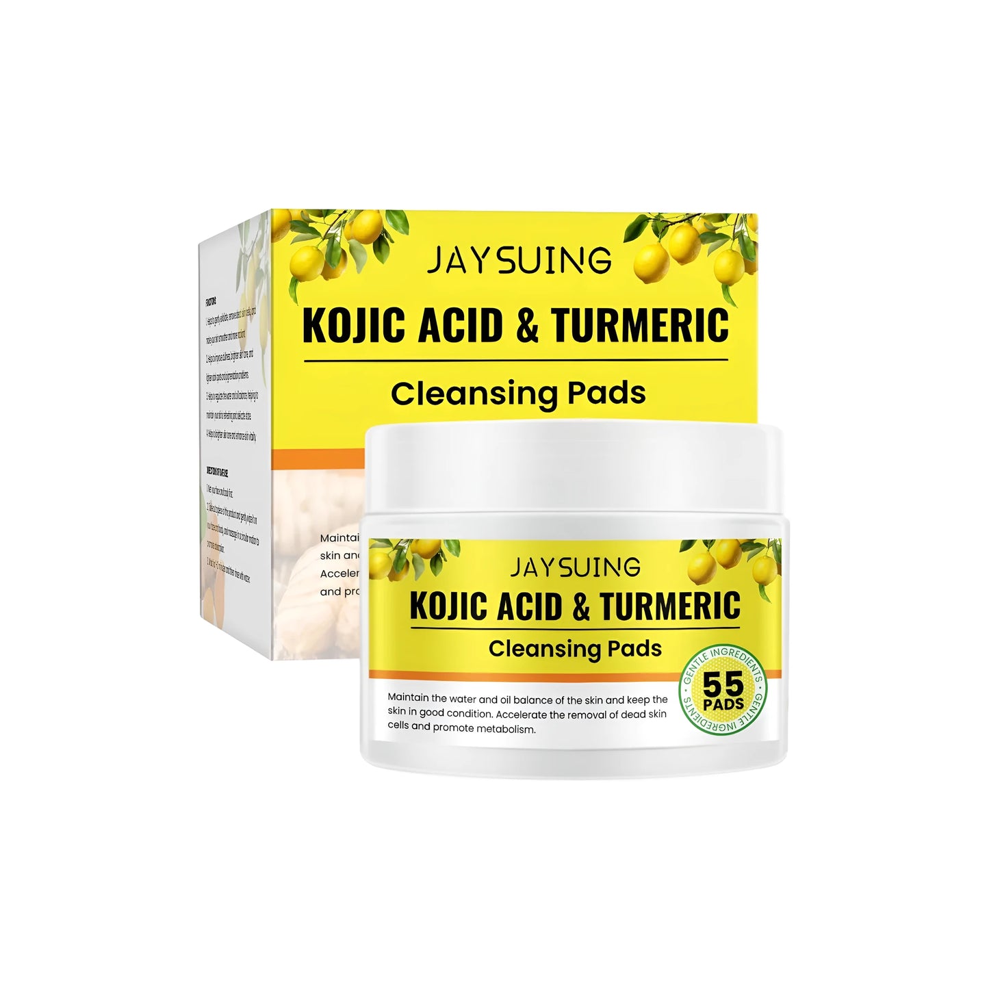 Pack of 55 Turmeric Curcumin Acid Cleansing Pads with kojic acid on a bathroom counter
