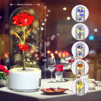 Elegant rose-themed LED light and Bluetooth speaker for romantic ambience and immersive audio experiences