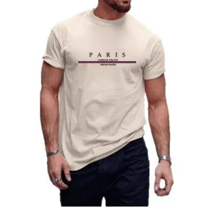 Men's heavyweight pure cotton short-sleeved T-shirt with a printed letter design in a loose fit.