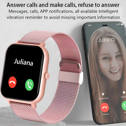ZL54C smart watch in black with AMOLED screen displaying heart rate and blood pressure metrics
