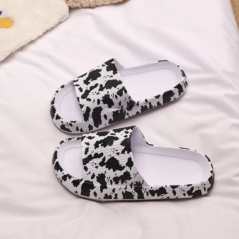 Women's leopard print EVA slippers with thick sole in multiple colour options