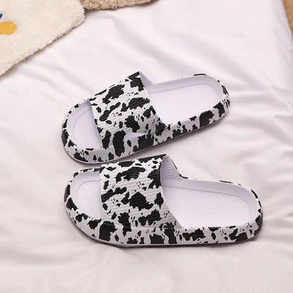 Women's leopard print EVA slippers with thick sole in multiple colour options