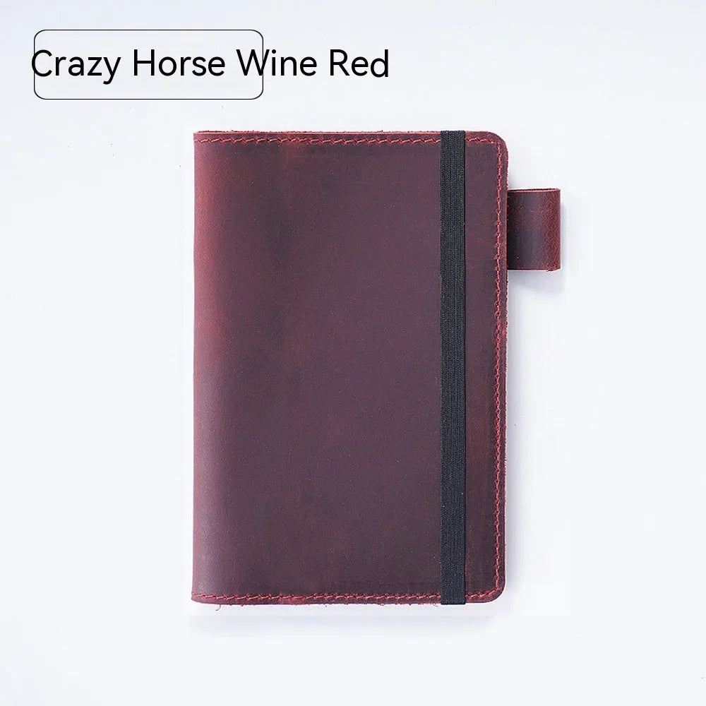 Handmade cowhide notebook with wood-free paper in traditional 9x14cm format