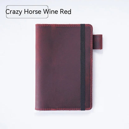 Handmade cowhide notebook with wood-free paper in traditional 9x14cm format