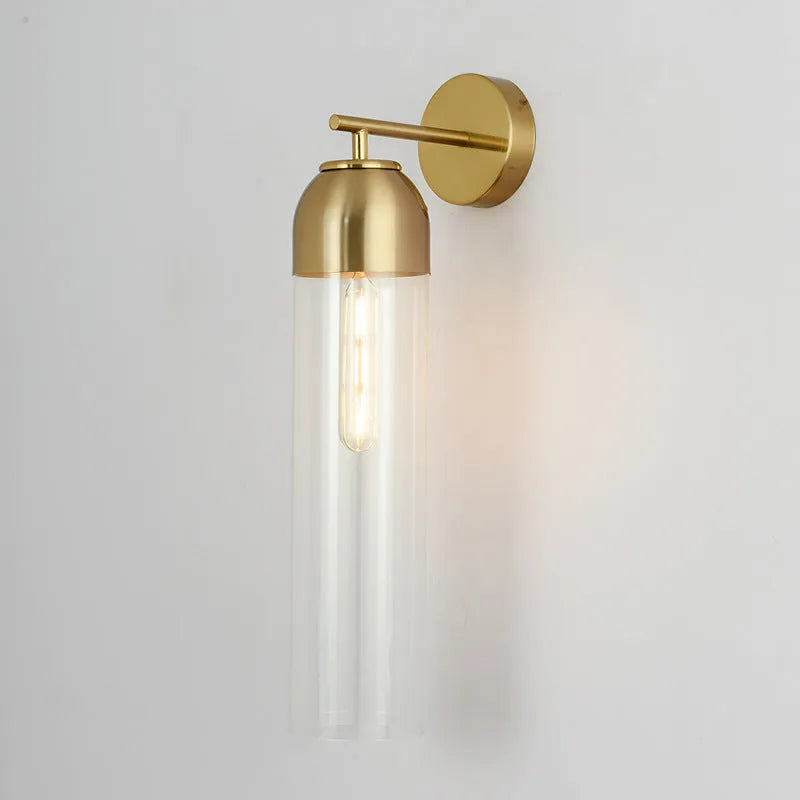 Nordic postmodern creative glass wall lamp in modern minimalist style on a living room wall.