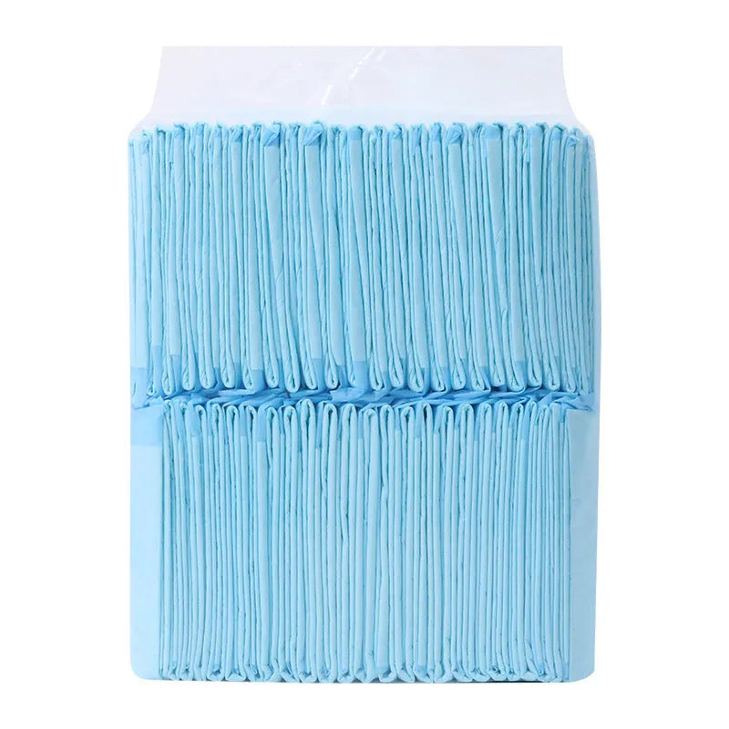 Pack of disposable pet urinal pads showing layered construction and size options S, M, L, XL for dogs and cats.