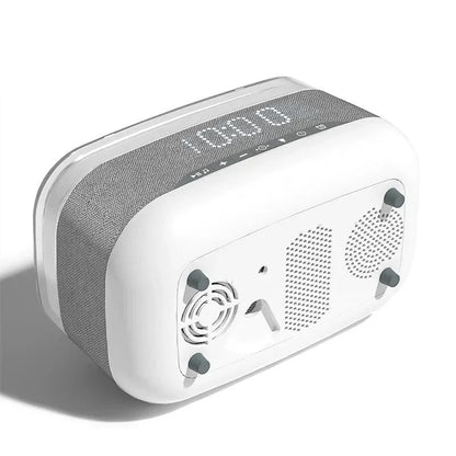 Multifunctional Bluetooth alarm clock with wireless charging, night light, and premium speaker