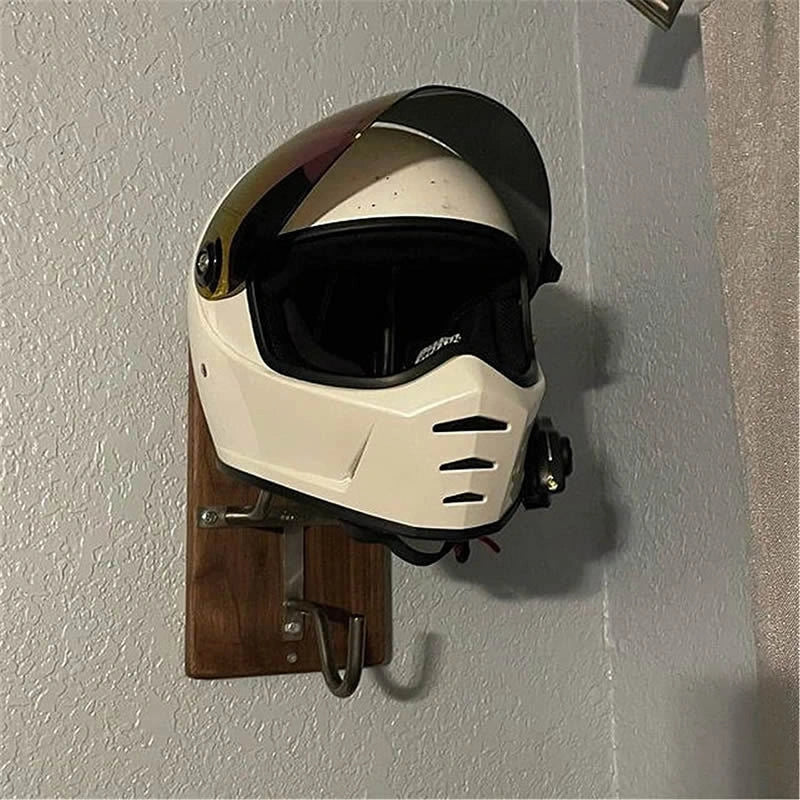 Motorcycle helmet and jacket wall-mounted organiser hook