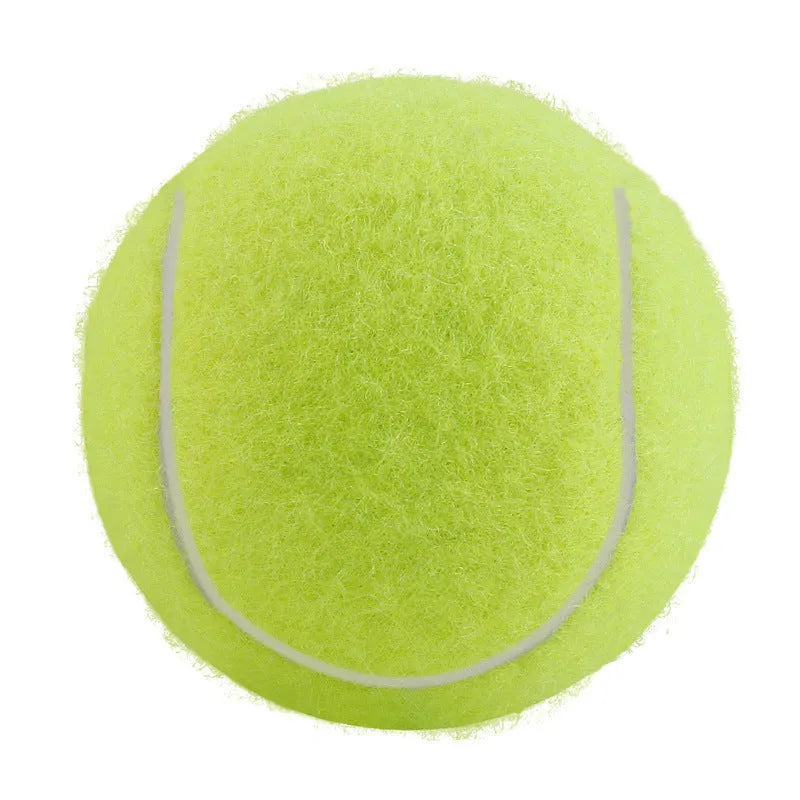 Rubber bite-resistant dog tennis ball in assorted bright colours, 6.3cm diameter.