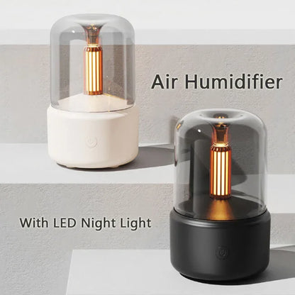 Candlelight aroma diffuser 120ml USB air humidifier with LED night light in beige