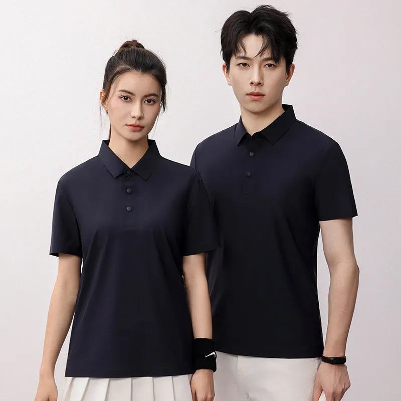 A man's loose-fit seamless polo shirt in sky blue, suitable for summer sports and leisure.