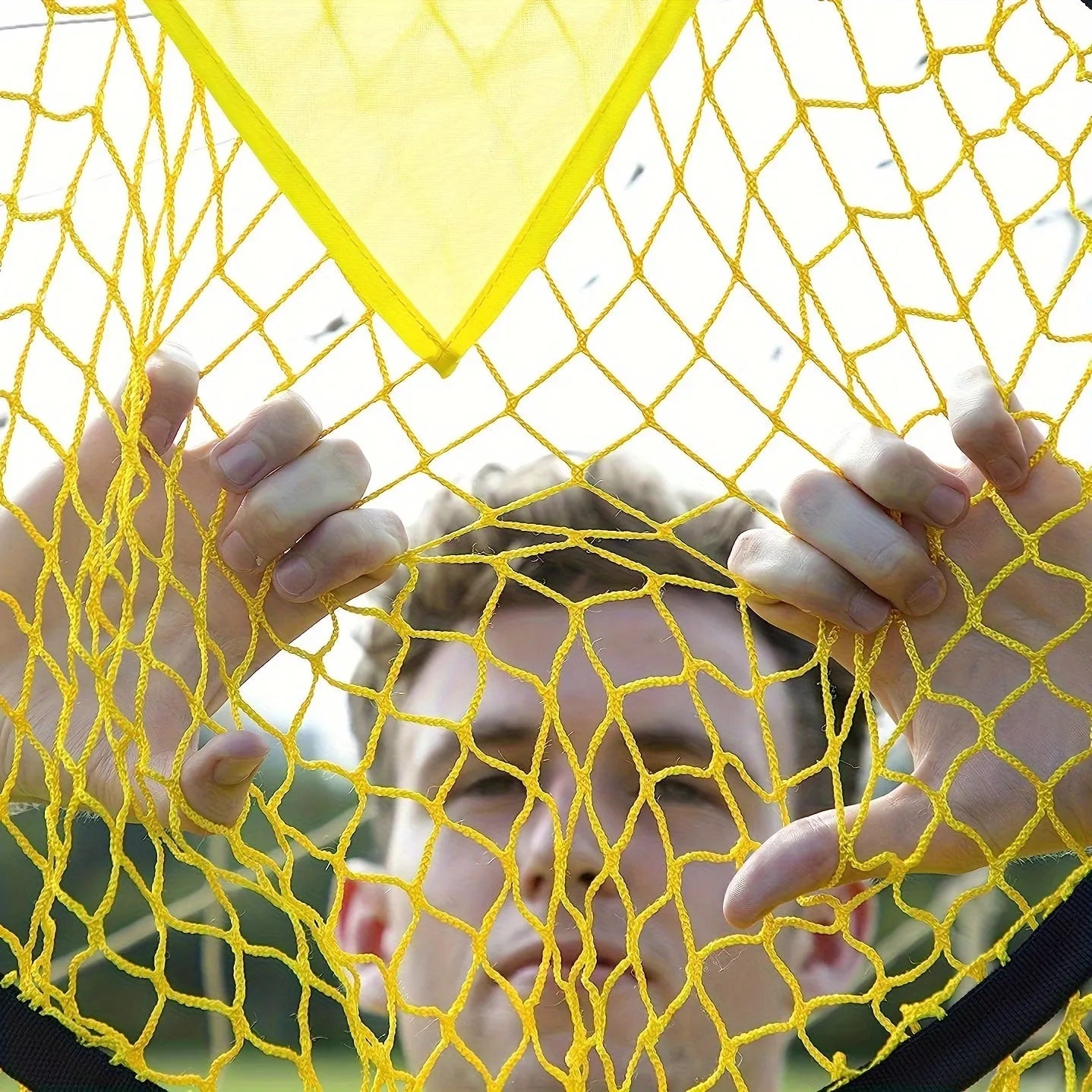 Portable soccer training goal net with lightweight fibreglass frame for backyard practice drills