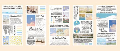Pack of 20 rectangular paper stickers featuring famous landscape painting artworks.