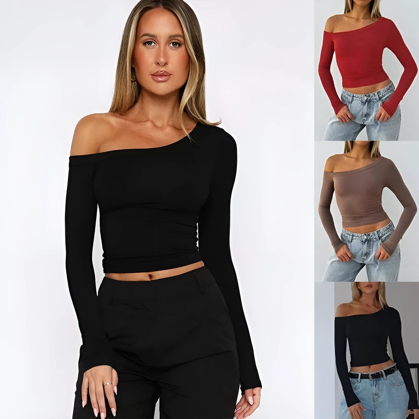 Women's black knitted cardigan with cross shoulder straps, slim fit design with long sleeves