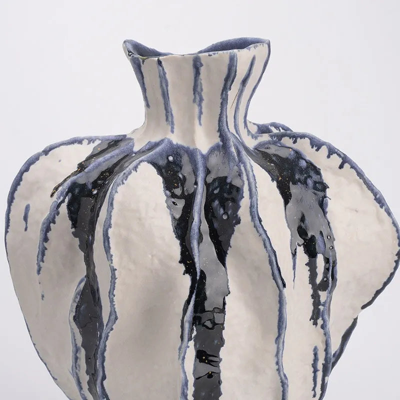 Moban celadon handmade ceramic vase with glass surface in blue and white sanitary ware colour
